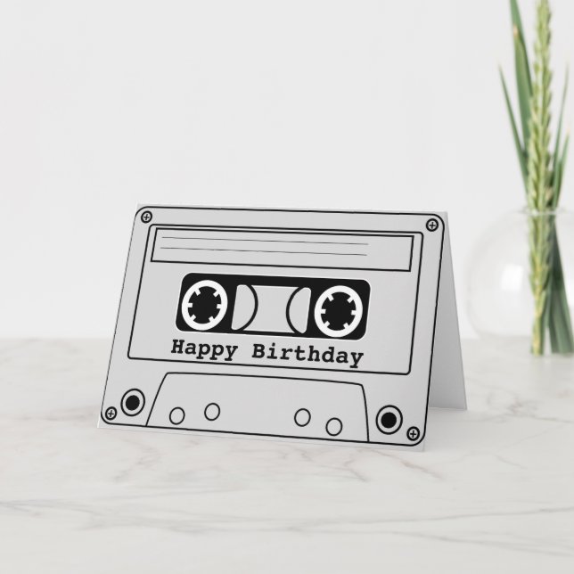 Tarjeta Cinta de casete retro música de cumpleaños años 80 (Anverso)