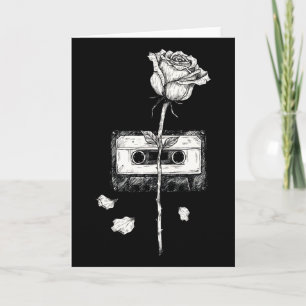Tarjeta Cinta de casete vintage estética de rosa florecien