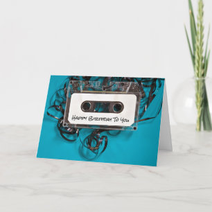 Tarjeta Cinta de cassette enredada de cumpleaños