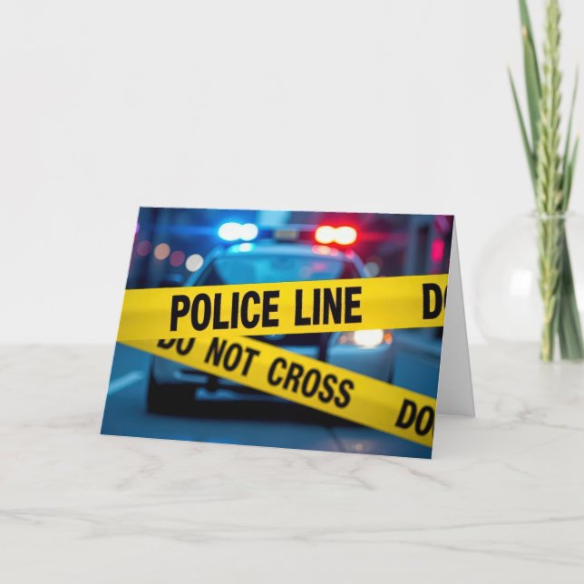 Tarjeta Cinta de Crimen Amarillo de Cumpleaños Con Auto Po (Anverso)