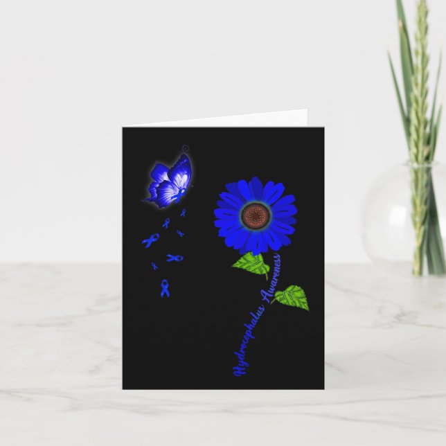 Tarjeta Cinta de girasol de mariposa azul de concienciació (Anverso)