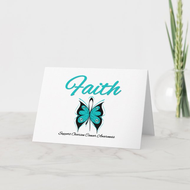 Tarjeta Cinta de mariposa de la fe del cáncer de ovario (Anverso)