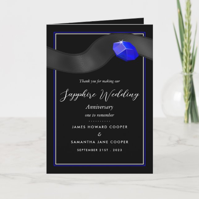 Tarjeta Cinta de Sapphire 45 años de aniversario de Boda g (Anverso)