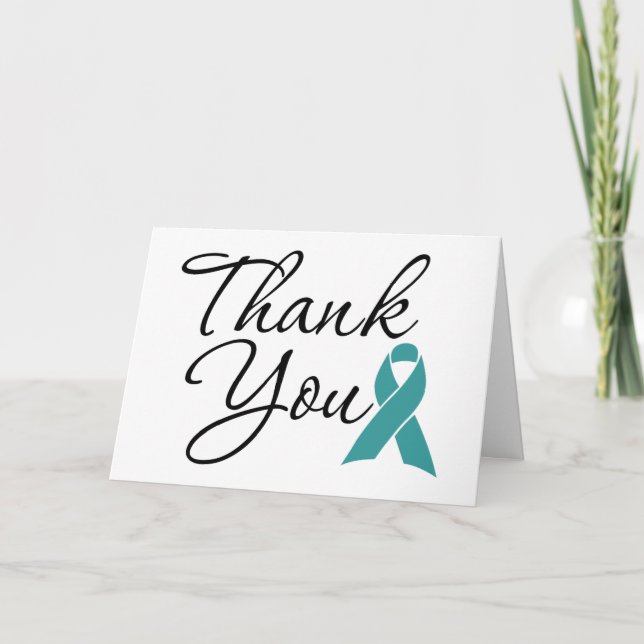Tarjeta Cinta de sensibilización verde azulada Gracias (Anverso)
