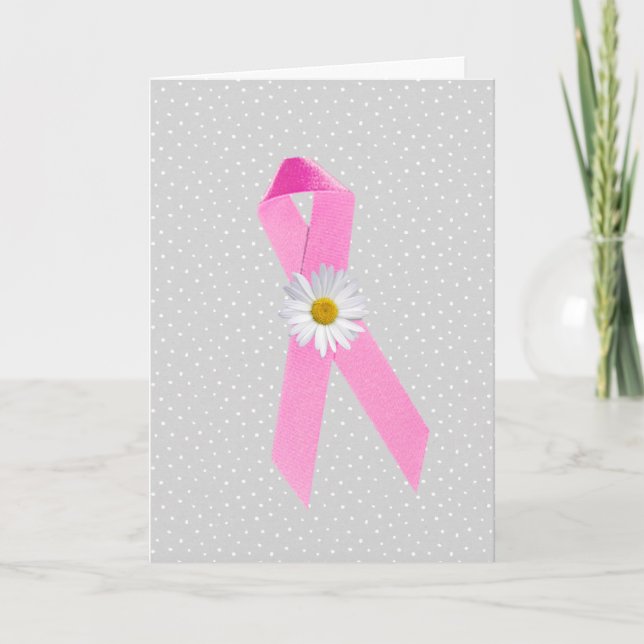 Tarjeta Cinta de sobrevivientes del cáncer de mama rosa (Anverso)