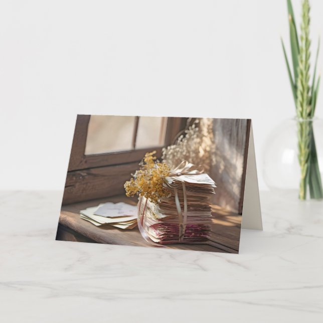 Tarjeta Cinta En Letras Antiguas Por Ventana (Anverso)