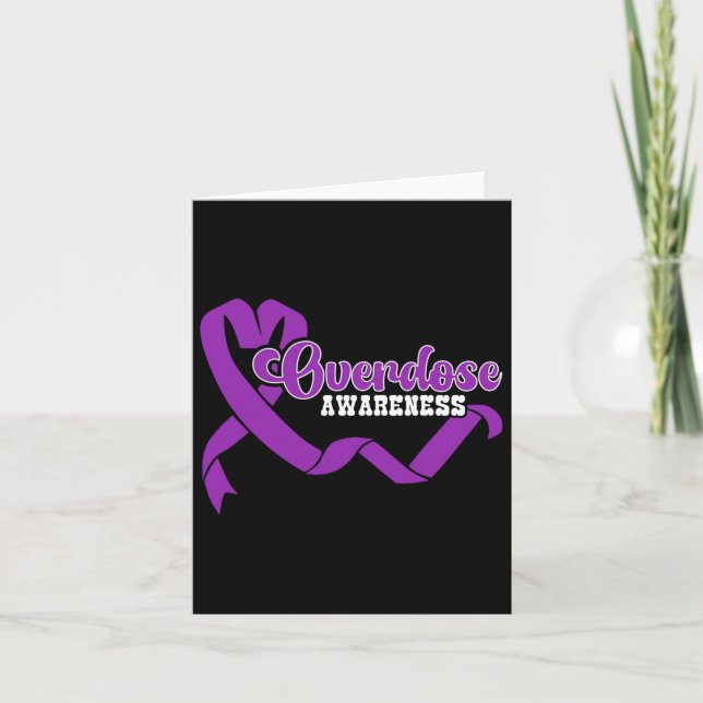 Tarjeta Cinta Morada de Conciencia de Sobredosis Adicción  (Anverso)