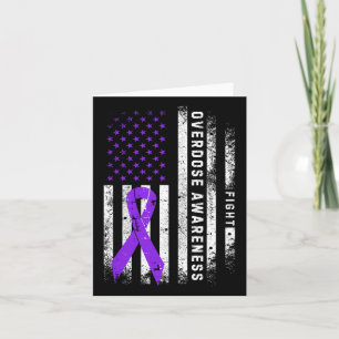 Tarjeta Cinta Morada de Conciencia de Sobredosis Bandera d