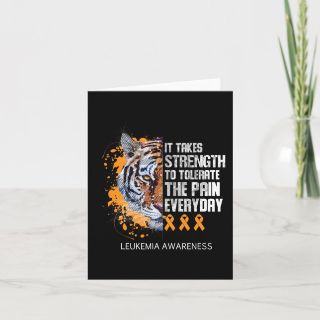Tarjeta Cinta Naranja De Leucemia Que Toma Fuerza A Tolera (Anverso)