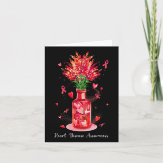 Tarjeta Cinta roja floral apoya la toma de conciencia sobr