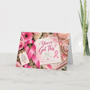 Tarjeta Cinta Rosa Conciencia del Cáncer de Seno Floral