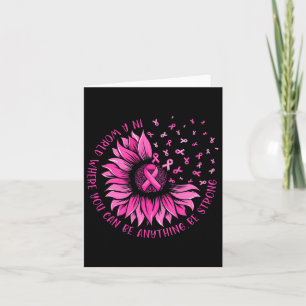 Tarjeta Cinta rosa de girasol mariposa de cáncer de mama A