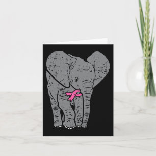 Tarjeta Cinta rosa elefante Cinta de pecho Cáncer de mama 