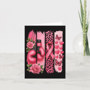 Tarjeta Cinta rosa Guantes de boxeo Leopardo Cáncer de Mam