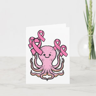 Tarjeta Cinta rosa Octopus Cute Concienciación sobre el Cá