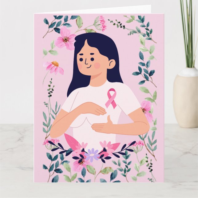 Tarjeta Cinta rosa para la toma de conciencia sobre el cán (Anverso)