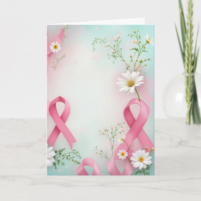 Tarjeta Cinta rosa y marea conciencia del cáncer de mama (Anverso)