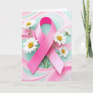Tarjeta Cinta Rosa y Margaritas Conciencia del Cáncer de M