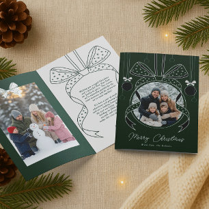 Tarjeta Cinta única de Navidad con dos fotos