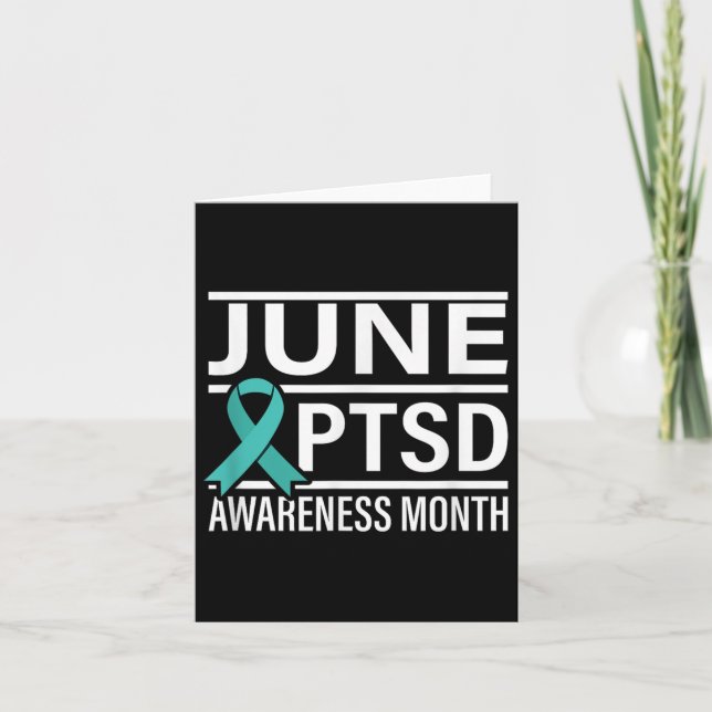 Tarjeta Cinta verde azulada Junio Mes De Conciencia Del Pt (Anverso)