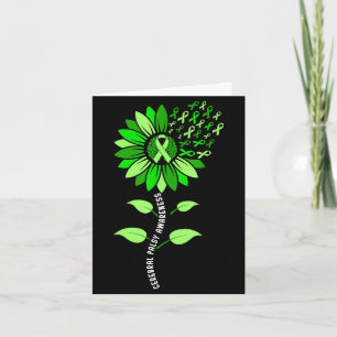 Tarjeta Cinta verde de girasol parálisis cerebral cp conci