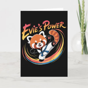 Tarjeta Cinturón Azul de Karate Taekwondo Panda Rojo Poder