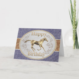 Tarjeta Cinturón Occidental Y Hebilla En Denim Feliz Cumpl