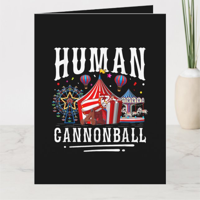 Tarjeta Circo Carnaval Bola de Cañón Humano (Anverso)