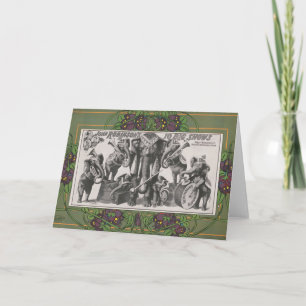 Tarjeta Circo Poster De Los Elefantes Jugando Instrumentos