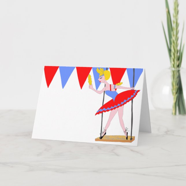 Tarjeta Circo Trapeze Artista Fiesta Circo (Anverso)