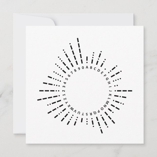 Tarjeta circular de código Morse A–Z y 0–9 minimal (Anverso)