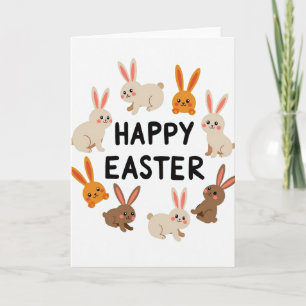 Tarjeta circular de conejo de Pascua feliz
