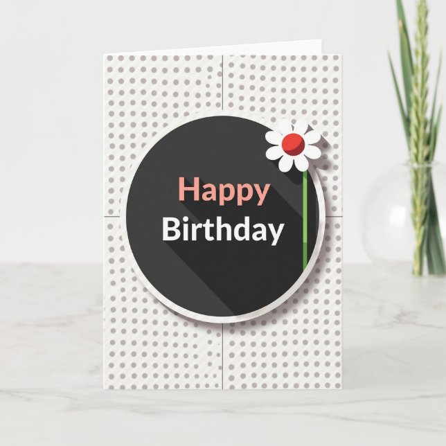 Tarjeta circular de cumpleaños floral (Anverso)