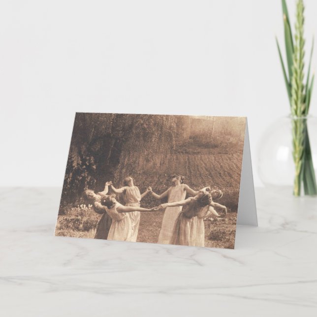 Tarjeta Círculo De Brujas Vintage Mujeres Bailando (Anverso)