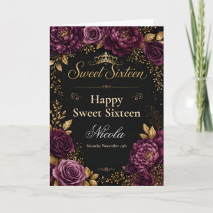 Tarjeta Circulo de Dulces Dieciséis de Ciruela y Oro