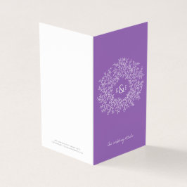 Tarjeta Círculo de hojas púrpura mapa de boda y detalles