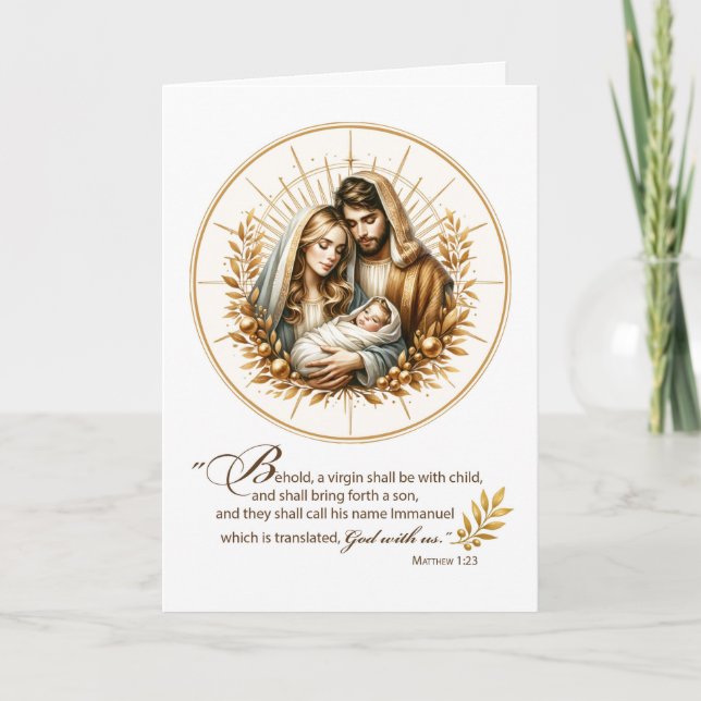Tarjeta Círculo de Luz Dorada de Escrituras Navideñas Reli (Anverso)