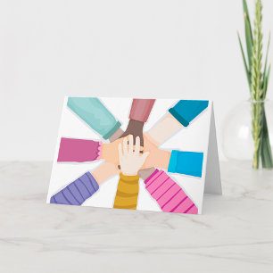 Tarjeta Círculo de Unidad de Manos Diversas de Niños