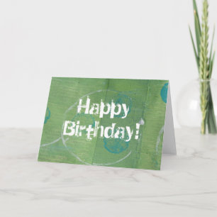 Tarjeta Círculos azules en verde, ¡Feliz cumpleaños!