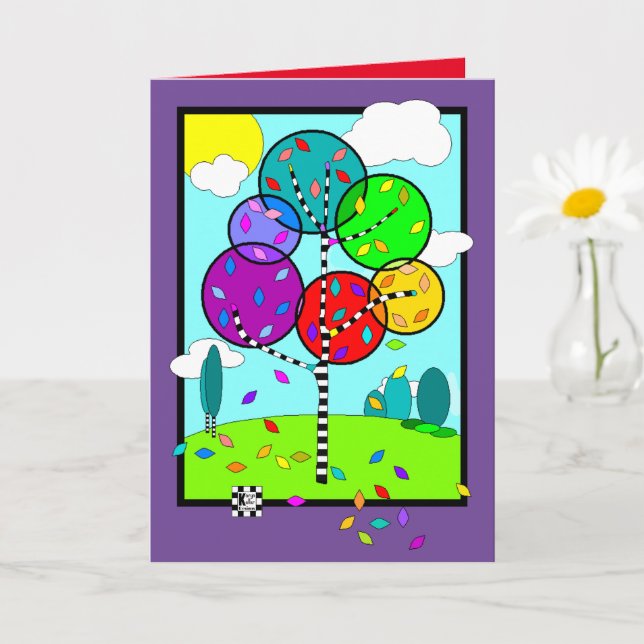 Tarjeta Círculos de árbol coloridos (Planta pequeña)