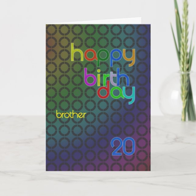 Tarjeta Círculos de cumpleaños para hermano de 20 años (Anverso)