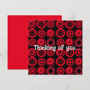 Tarjeta Círculos retro Pensamiento rojo blanco negro sobre