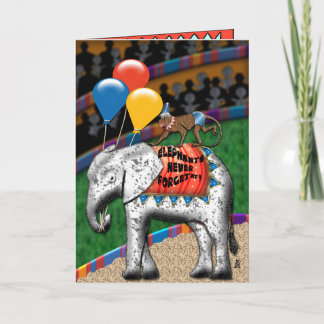 Tarjeta Circus Elephant & Monkey (Tarjeta de cumpleaños)