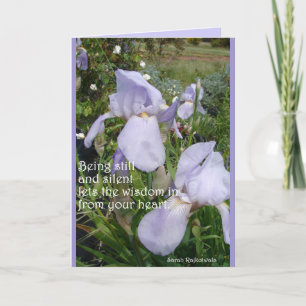 Tarjeta Ciris Iris Púrpura Floral Cita Inspiradora