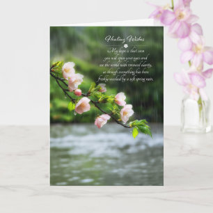 Tarjeta Cirugía de Ojos Lluvia de Primavera y Flores Mejor