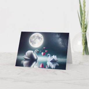 Tarjeta Cisne Aniversario con Pájaro De Origami