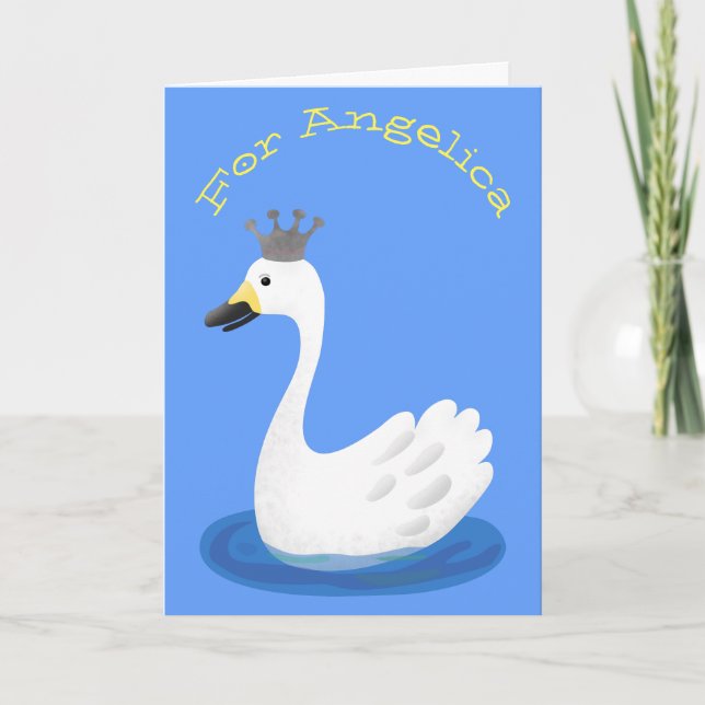 Tarjeta Cisne blanco con personalizado de la corona (Anverso)