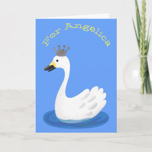 Tarjeta Cisne blanco con personalizado de la corona