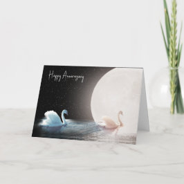 Tarjeta Cisne blanco y aniversario de Boda lunar