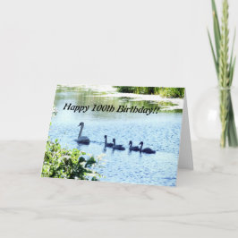 Tarjeta Cisne con Cignotes en el Río